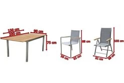 OUTFLEXX Set, Silber, 150 X 90 Cm, Edelstahl/Teak, Ausziehtisch, 6 Stühle, 2 Multipositionssessel -Warmer Garten 5 14237.jpg