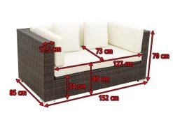 OUTFLEXX 2-Sitzer Sofa, Braun Marmoriert, Polyrattan, 152 X 85 X 70 Cm, Wasserfeste Kissenbox -Warmer Garten 5 15734 2 BOX.jpg
