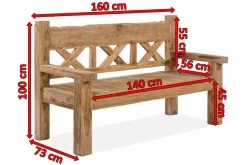 OUTFLEXX Gartenbank, Natur, Recyceltes FSC®-Teakholz, 160x73cm, Mit Rücken- Und Armlehnen, Rustikal Gebürstet -Warmer Garten 5 15859.jpg