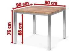 OUTFLEXX Esstisch, Silber/natur, Edelstahl/ Recyceltes FSC®-Teakholz, 90x90cm, Rustikal Gebürstet 11 OUTFLEXX Esstisch, Silber/natur, Edelstahl/ Recyceltes FSC®-Teakholz, 90x90cm, Rustikal Gebürstet -Warmer Garten 5 15860.jpg