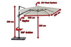 OUTFLEXX Ampelschirm, Creme, Pulverbesch. Aluminium, 300x300 Cm, Inkl. Plattenständer, Twist-Funktion -Warmer Garten 5 16108.jpg