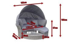 OUTFLEXX Sonneninsel, Grau, Polyrattan, Halbrund, 193 X 104 X 74 Cm, Hocker Drehbar, Dach Klappbar -Warmer Garten 5 16110.jpg