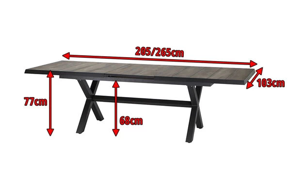 SIENA GARDEN Sincro Ausziehtisch, Anthrazit/natur-grau, Alu/Keramik, 205/265x103 Cm 7 SIENA GARDEN Sincro Ausziehtisch, Anthrazit/natur-grau, Alu/Keramik, 205/265x103 Cm – Bild 5