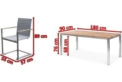 OUTFLEXX Esstischgarnitur, Edelstahl / FSC-Teak, Tisch 180 X 90 Cm, 6 Freischwinger Padded, Taupe 14 OUTFLEXX Esstischgarnitur, Edelstahl / FSC-Teak, Tisch 180 X 90 Cm, 6 Freischwinger Padded, Taupe -Warmer Garten 5 17287.jpg