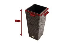 Ploß Rocking Pflanzgefäß, Grau/braun-meliert, Polyrattan, Konisch, 28x28x60 Cm, Kunststoffeinsatz -Warmer Garten 5 18199.jpg