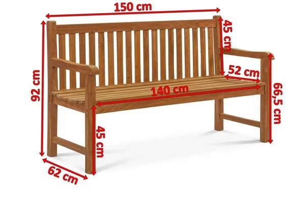 OUTFLEXX Ontario 3-Sitzer Gartenbank, Natur, Teakholz, 150x62x92cm, Fein Geschliffen 7 OUTFLEXX Ontario 3-Sitzer Gartenbank, Natur, Teakholz, 150x62x92cm, Fein Geschliffen – Bild 5