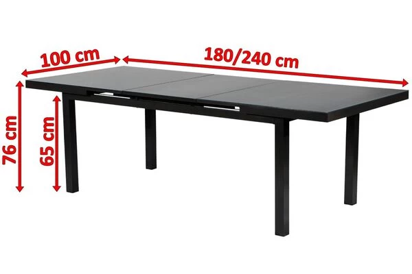 OUTFLEXX Premium Ausziehtisch, Anthrazit/grau, Alu/Glas, 180/240x100cm, Automatischer Ausziehmechanismus 6 OUTFLEXX Premium Ausziehtisch, Anthrazit/grau, Alu/Glas, 180/240x100cm, Automatischer Ausziehmechanismus – Bild 4