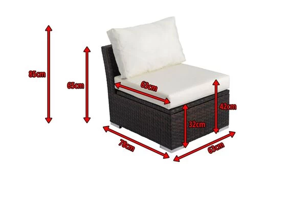 OUTFLEXX Mittelelement, Braun Marmoriert, Polyrattan, 63 X 78 X 65 Cm, Geeignet Für 7759-BOX 7 OUTFLEXX Mittelelement, Braun Marmoriert, Polyrattan, 63 X 78 X 65 Cm, Geeignet Für 7759-BOX – Bild 5