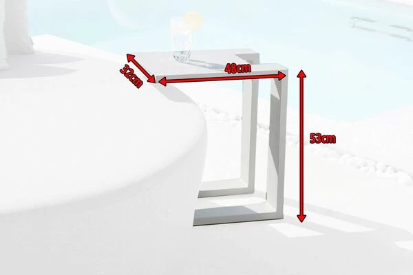 OUTFLEXX Beistelltisch, Weiß, Aluminium, 48 X 32 X 53 Cm, U-Form 6 OUTFLEXX Beistelltisch, Weiß, Aluminium, 48 X 32 X 53 Cm, U-Form – Bild 5