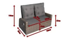 OUTFLEXX Dining 2-Sitzer Sofa, Grau, Polyrattan, 148 X 83 X 110 Cm, Stufenlos Verstellbar -Warmer Garten 5 18912.jpg
