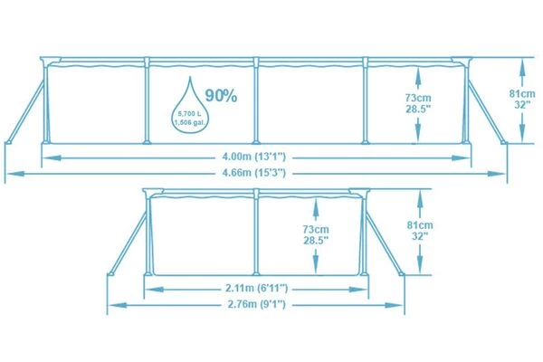 BESTWAY Steel Pro Pool Mit Gestell, Blau, TriTech/Stahl, 400x211x81cm, Mit Filterpumpe 7 BESTWAY Steel Pro Pool Mit Gestell, Blau, TriTech/Stahl, 400x211x81cm, Mit Filterpumpe – Bild 5