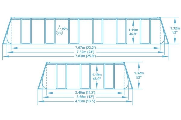BESTWAY Power Steel Pool Mit Gestell, Grau, 732x366x132cm, Mit Sandfilteranlage, Leiter, Abdeckplane 6 BESTWAY Power Steel Pool Mit Gestell, Grau, 732x366x132cm, Mit Sandfilteranlage, Leiter, Abdeckplane – Bild 4