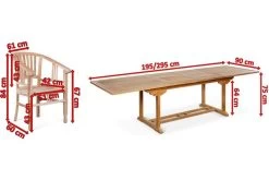 OUTFLEXX Esstischgarnitur, Teakholz, Ausziehtisch 195/295 X 90 Cm, 8 Armlehnensessel, Inkl. Polster -Warmer Garten 5 19368.jpg
