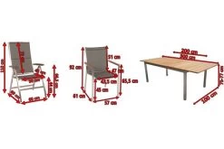 STERN Cardiff Esstischgruppe, Silber/taupe, Edelstahl/FSC-Teak, Tisch 200/300 X 100 Cm, 4 Stapel-, 2 Multipositionssessel -Warmer Garten 5 19692.jpg