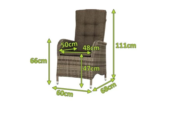 Ploß Rabida Dining Sessel, Champagner-meliert, Polyrattan, 60x68x111 Cm, Verstellbar, Inkl. Polster 7 Ploß Rabida Dining Sessel, Champagner-meliert, Polyrattan, 60x68x111 Cm, Verstellbar, Inkl. Polster – Bild 5