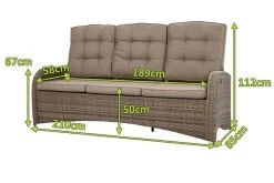 Ploß Rabida Comfort Dining / Lounge 3-Sitzer Sofa, Champagner-meliert, Polyrattan, 210x85x112 Cm, Verstellbar -Warmer Garten 5 20164.jpg
