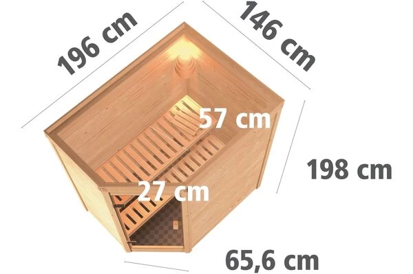 KARIBU Sauna Svea, Fichtenholz 38 Mm, Eckeinstieg, Ca. 2,6m² 7 KARIBU Sauna Svea, Fichtenholz 38 Mm, Eckeinstieg, Ca. 2,6m² – Bild 5