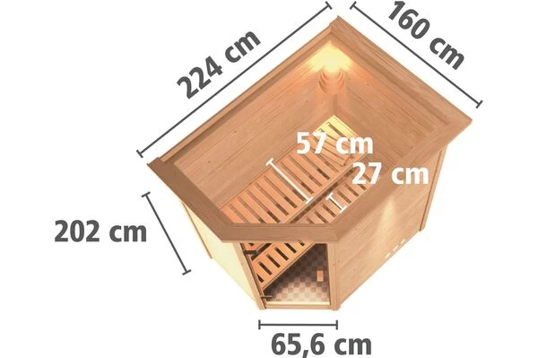 KARIBU Sauna Svea, Fichtenholz 38 Mm, Eckeinstieg, Ca. 2,6m² 7 KARIBU Sauna Svea, Fichtenholz 38 Mm, Eckeinstieg, Ca. 2,6m² – Bild 5