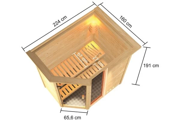KARIBU Sauna Jada, Fichtenholz 38 Mm, Eckeinstieg, Ca. 2,3m² 7 KARIBU Sauna Jada, Fichtenholz 38 Mm, Eckeinstieg, Ca. 2,3m² – Bild 5