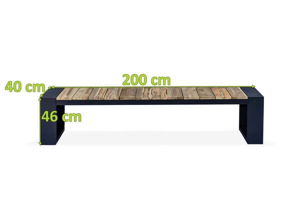 OUTFLEXX Kona Bank, Dark Grey/natur, Alu/recycled FSC®-Teak, 200x40x45cm, Rustikal Gebürstet, U-Gestell 7 OUTFLEXX Kona Bank, Dark Grey/natur, Alu/recycled FSC®-Teak, 200x40x45cm, Rustikal Gebürstet, U-Gestell – Bild 5