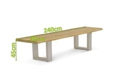 OUTFLEXX Bank, Natur, Edelstahl & Recycled FSC-Teak, 240x40x45cm, Baumkante -Warmer Garten 5 20358.jpg