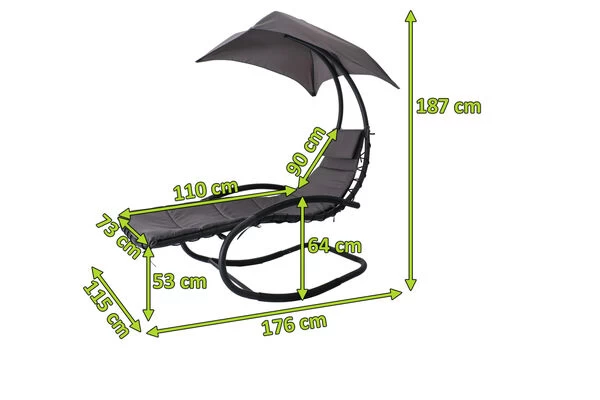 OUTFLEXX Schaukelsessel, Anthrazit Matt/schwarz, Stahl/Textilene, 176x115x187cm, Inkl. Polster 8 OUTFLEXX Schaukelsessel, Anthrazit Matt/schwarz, Stahl/Textilene, 176x115x187cm, Inkl. Polster – Bild 6