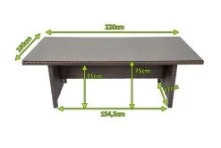 OUTFLEXX Dining Tisch, Braun Marmoriert, Polyrattan, 220 X 100 Cm, Tischplatte Spraystone, 6mm -Warmer Garten 5 20663.jpg