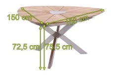 DIAMOND GARDEN Lyon Triangel Esstisch, Edelstahl/Recycled Teak, 150x 150 Cm -Warmer Garten 5 21210.jpg