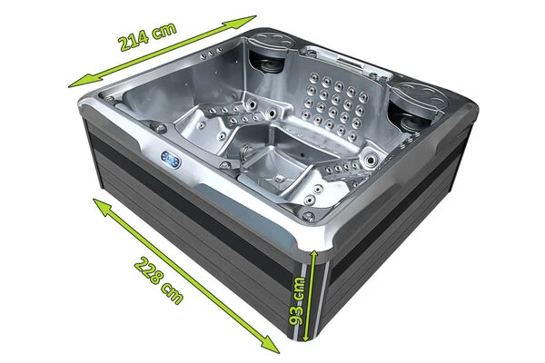 Outtech Steel Art Cetus Whirlpool, Grau/schwarz, 228x214x93 Cm / 1000L, 4 Pers., LED Corner Light, LCD Balboa Anzeige, WIFI READY 7 Outtech Steel Art Cetus Whirlpool, Grau/schwarz, 228x214x93 Cm / 1000L, 4 Pers., LED Corner Light, LCD Balboa Anzeige, WIFI READY – Bild 5