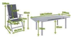 OUTFLEXX Premium Esstischgarnitur, Silber/grau, Alu/Textilene, Ausziehtisch 180/240 X 100 Cm, 6 Multipositionssessel -Warmer Garten 5 21431.jpg