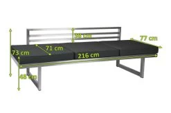 STERN New Holly Dining-Bank/Liege, Silbergrau, Edelstahl, 216x77x73 Cm, Inkl. Polster Schiefergrau -Warmer Garten 5 21894.jpg