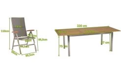 STERN Cardiff Esstischgarnitur, Silber/silbergrau, Edelstahl/Textilen/FSC-Teakholz, 162/220 X 90 Cm, 6 Multipos, Butterfly-Auszug 13 STERN Cardiff Esstischgarnitur, Silber/silbergrau, Edelstahl/Textilen/FSC-Teakholz, 162/220 X 90 Cm, 6 Multipos, Butterfly-Auszug -Warmer Garten 5 22463.jpg