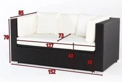 OUTFLEXX 2-Sitzer Sofa, Schwarz, Polyrattan 152x85x70cm, Inkl. Polster Und Wasserfeste Kissenbox 11 OUTFLEXX 2-Sitzer Sofa, Schwarz, Polyrattan 152x85x70cm, Inkl. Polster Und Wasserfeste Kissenbox -Warmer Garten 5 2392 2 BOX.jpg