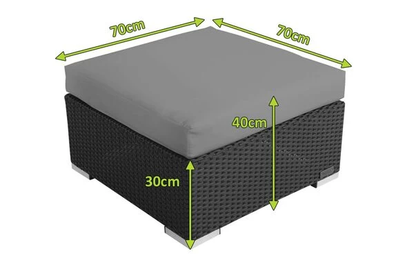 OUTFLEXX Beistelltisch/Hocker, Schwarz, Polyrattan, Inkl. Glasplatte Und Polster 7 OUTFLEXX Beistelltisch/Hocker, Schwarz, Polyrattan, Inkl. Glasplatte Und Polster – Bild 5