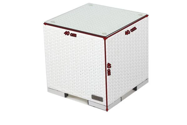 OUTFLEXX Beistelltisch, Weiß, Polyrattan, 40x40x40 Cm, Inkl. Glasplatte 7 OUTFLEXX Beistelltisch, Weiß, Polyrattan, 40x40x40 Cm, Inkl. Glasplatte – Bild 5