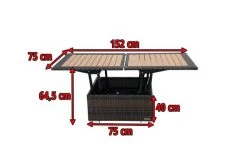 OUTFLEXX Loungetisch Höhenverstellbar, Braun-marmoriert, Polyrattan, 75/152x75x40/64,5cm -Warmer Garten 5 8887.jpg