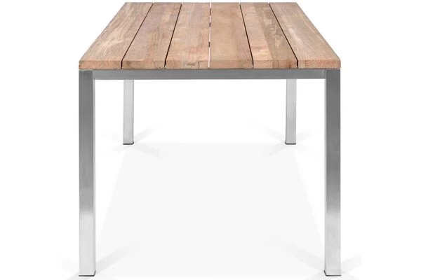 OUTFLEXX Esstischgarnitur, Edelstahl / FSC-Teak, Tisch 180 X 90 Cm, 6 Freischwinger Padded, Taupe 8 OUTFLEXX Esstischgarnitur, Edelstahl / FSC-Teak, Tisch 180 X 90 Cm, 6 Freischwinger Padded, Taupe – Bild 6