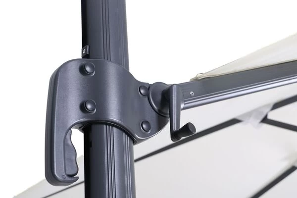 OUTFLEXX Ampelschirm, Anthrazit/creme, Pulverbesch. Aluminium, 400x300cm, Inkl. Plattenständer 8 OUTFLEXX Ampelschirm, Anthrazit/creme, Pulverbesch. Aluminium, 400x300cm, Inkl. Plattenständer – Bild 6