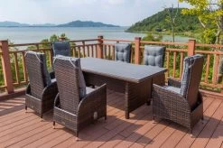 OUTFLEXX Dining Tisch, Braun Marmoriert, Polyrattan, 220 X 100 Cm, Tischplatte Spraystone, 6mm -Warmer Garten 6 20663.jpg