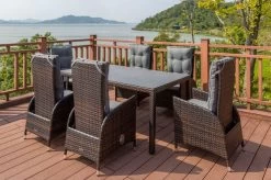 OUTFLEXX Dining Tisch, Braun Marmoriert, Polyrattan, 180 X 100 Cm, Tischplatte Spraystone, 6mm -Warmer Garten 6 20665.jpg