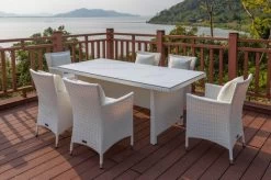 OUTFLEXX Dining Tisch, Weiß, Polyrattan, 200 X 95 Cm, Tischplatte Spraystone, 6mm -Warmer Garten 6 20667.jpg