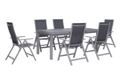 OUTFLEXX Premium Esstischgarnitur, Silber/grau, Alu/Textilene, Ausziehtisch 180/240 X 100 Cm, 6 Multipositionssessel -Warmer Garten 6 21431.jpg