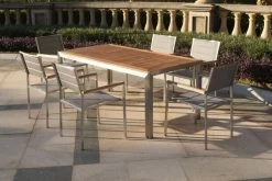 OUTFLEXX Stuhl, Silber, Edelstahl/Textilene, Padded, Armlehnen Aus FSC-Teakholz, 62x56,5x86cm -Warmer Garten 7 13515.jpg