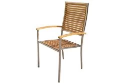 OUTFLEXX Set, Natur, Edelstahl/Teak, Esstisch 200 X 90 Cm, 6 Stapelstühle -Warmer Garten 7 14210.jpg