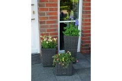 Ploß Rocking Pflanzgefäß, Grau/braun-meliert, Polyrattan, Konisch, 28x28x60 Cm, Kunststoffeinsatz -Warmer Garten 7 18199.jpg