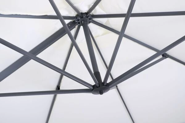 OUTFLEXX Ampelschirm, Anthrazit/creme, Pulverbesch. Aluminium, 400x300cm, Inkl. Plattenständer 9 OUTFLEXX Ampelschirm, Anthrazit/creme, Pulverbesch. Aluminium, 400x300cm, Inkl. Plattenständer – Bild 7