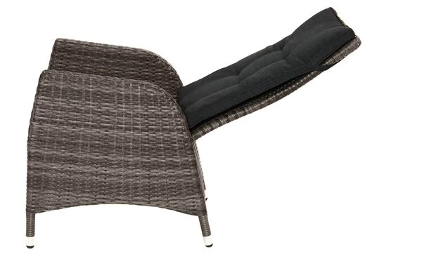 Ploß Rocking Dining Sessel, Grau/braun-meliert, Polyrattan, Verstellbar, Mit Fußhocker 9 Ploß Rocking Dining Sessel, Grau/braun-meliert, Polyrattan, Verstellbar, Mit Fußhocker – Bild 7