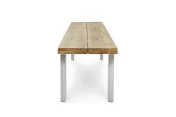 OUTFLEXX Bank, Natur, Edelstahl & Recycled FSC-Teak, 240x40x45cm, Baumkante -Warmer Garten 7 20358.jpg