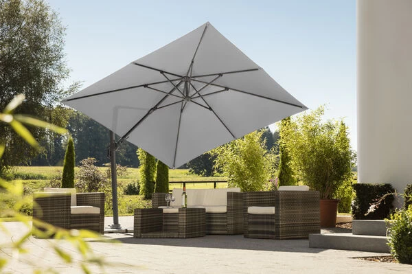 Schneider® SCHNEIDER Rhodos Twist Ampelschirm, Silbergrau, Quadratisch, 300 X 300 Cm 4 Schneider® SCHNEIDER Rhodos Twist Ampelschirm, Silbergrau, Quadratisch, 300 X 300 Cm – Bild 2