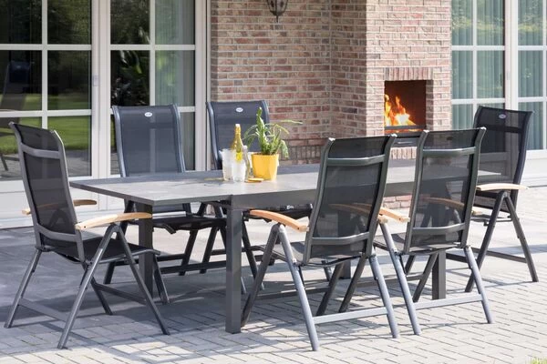 HARTMAN Alice Multipositionssessel, Xerix/schwarz, Alu/4x4 Textilen, Mit FSC Teak-Armlehnen 11 HARTMAN Alice Multipositionssessel, Xerix/schwarz, Alu/4x4 Textilen, Mit FSC Teak-Armlehnen – Bild 9